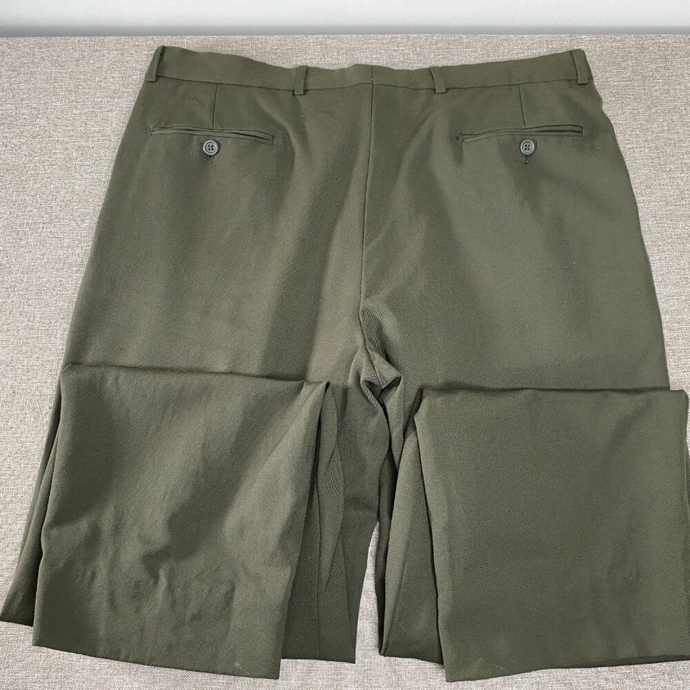 Paul Dione 100% Worsted Wool Pleated Dress Pants Men's 36 Mid Rise Green Office - Picture 7 of 16